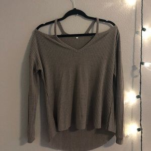 Boutique off the shoulder waffle top